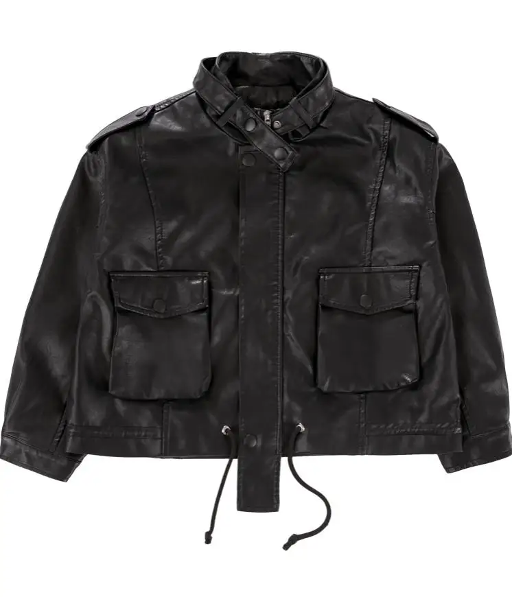 

Autumn new Children PU Leather Coat fashion locomotive streetwear jackets for Boys long sleeve Moto. Outerwear For boys Y3474