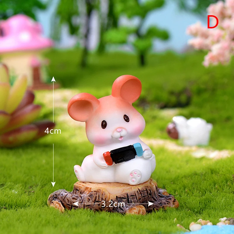 Resin Cute Mouse Figurine Mini Cartoon Mice Rat Toy Fairy Garden Animal Micro Landscape Crafts Desktop Ornament Statue | Дом и сад
