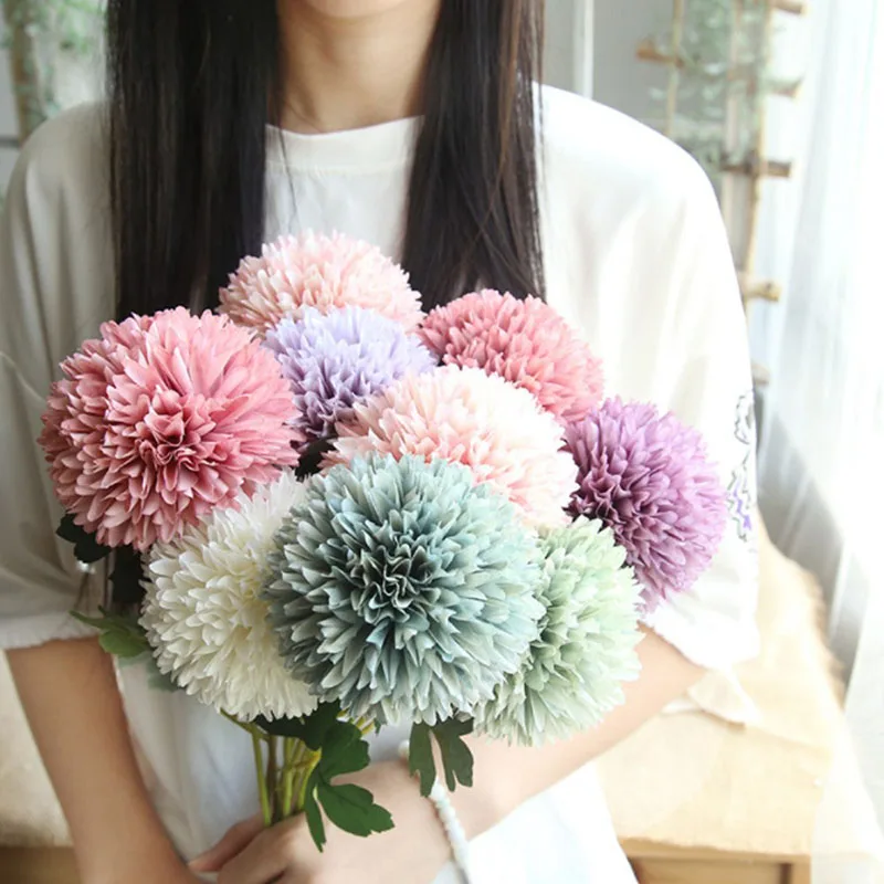

1 PC Dandelion Flower Ball Simulation Road Cited Artificial Flower Wall Fake Flower Home Decoration Wedding Holding Flower