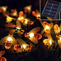 new solar powered cute honey bee led string fairy light 30leds bee outdoor garden fence patio christmas garland lights