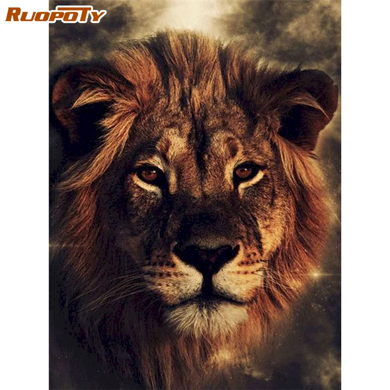 

RUOPOTY Lion Diy Painting By Numbers Diy Canvas Acrylic Painting Hanging Wall Canvas Art Crafts for adults Home decor 40x50cm
