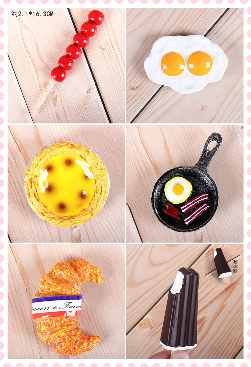 Bionic food refrigerator magnetic paste milk pan egg bread tomato refrigerator paste message stick magnet button home decoration