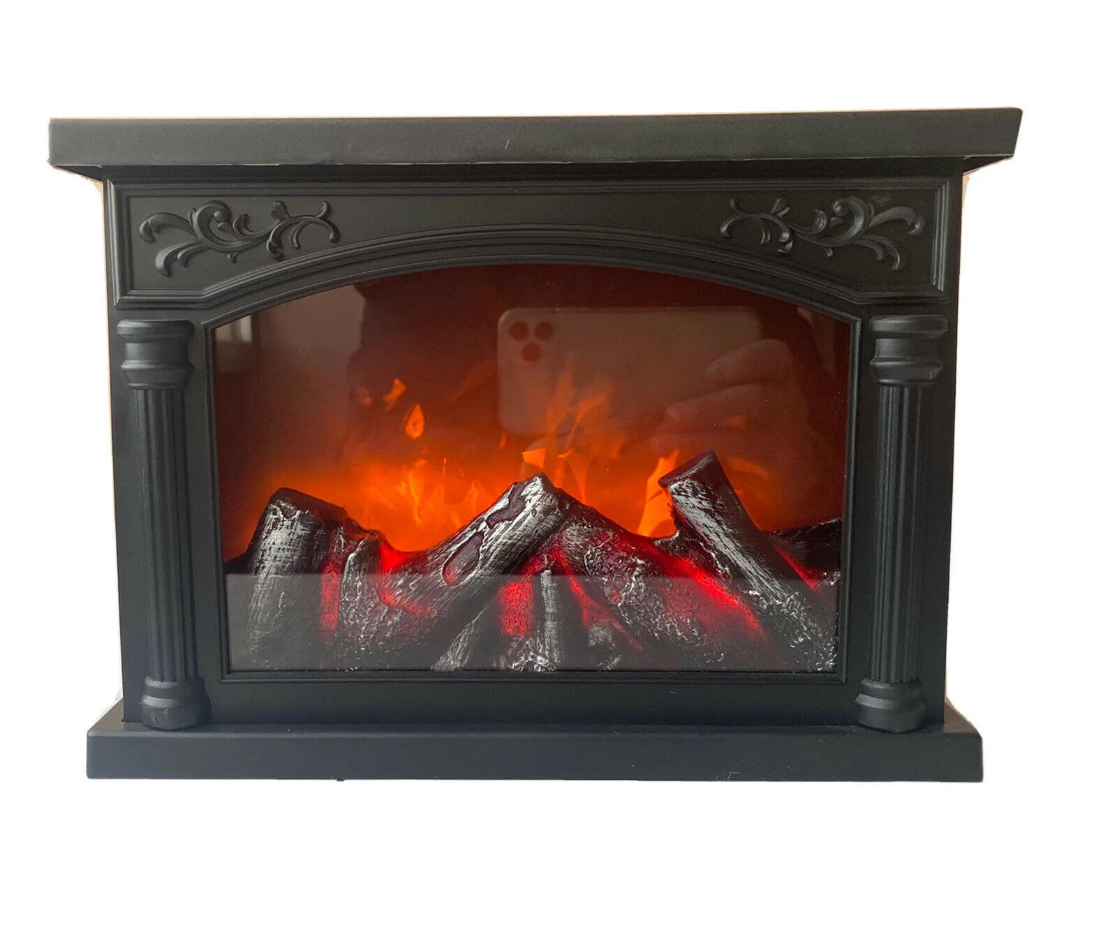 Artificial Led Fireplace With Realistic Wood Log And Led Simulation Effect