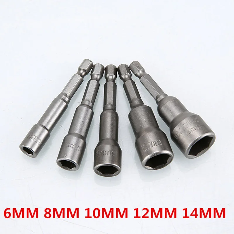 

14 Pieces of 6mm-19mm Magnetic Impact Nut Driver Kit for Quick Change of Metric Socket 6.35mm Hexagon Shank Bit Adapter