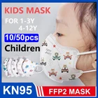 Детская дышащая маска с мультяшным принтом Четырехслойный респиратор Пылезащитная маска от 0 до 12 лет fpp2 многоразовая защитная маска KN95