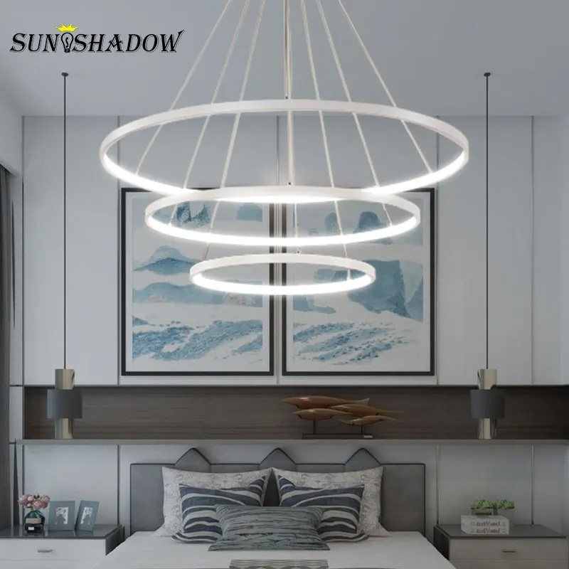 Modern Led Chandelier For Lobby Hotel Living room 60 80 100cm Biger Rings Lighting for Bedroom Dining Kitchen | Лампы и освещение