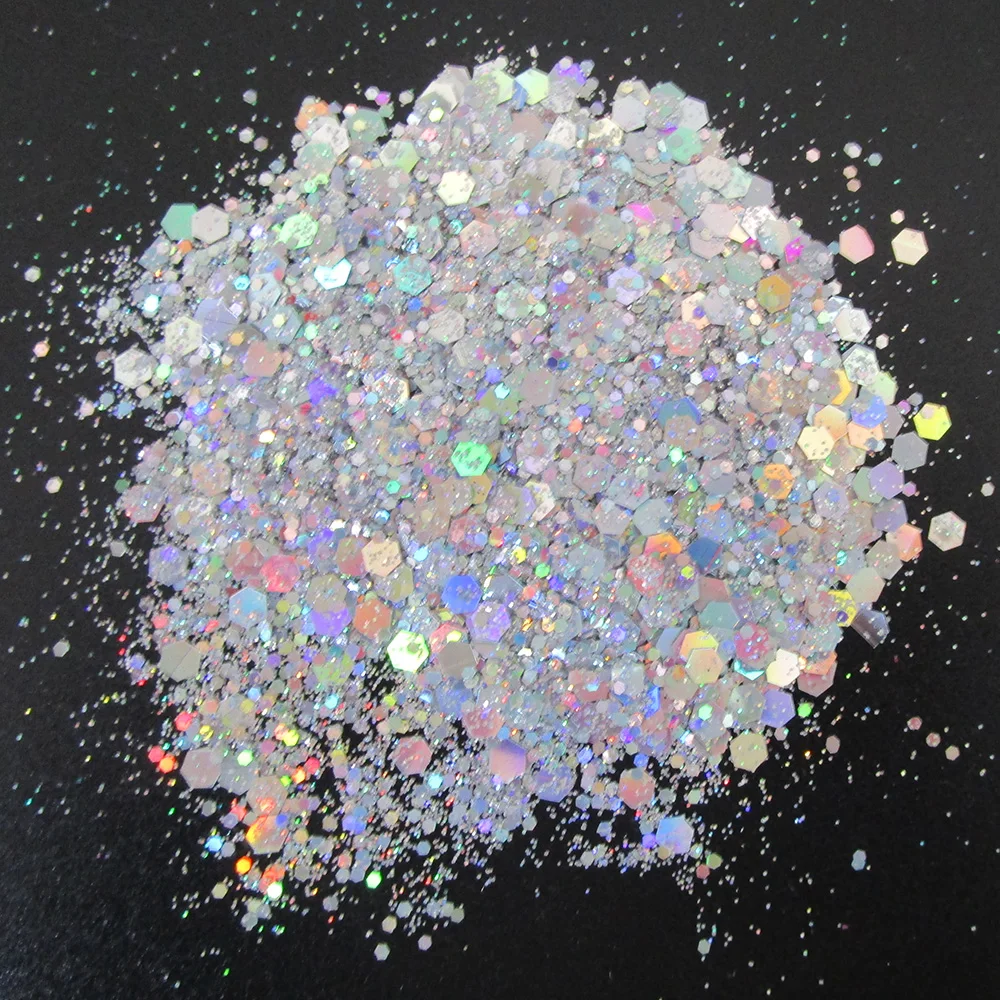 Радужные Блестящие Блестки шестиугольные с голографическим блеском 15 г