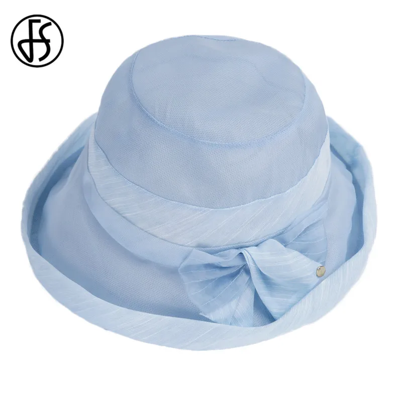 FS 2020 Новая Женская Летняя шелковая шляпа от солнца с широкими полями цветочные