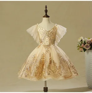 Кружевное платье с золотыми блестками для маленьких девочек, платье на 1 день рождения, платье для новорожденных, платье для крещения, платье для новорожденных девочек, платье для крещения