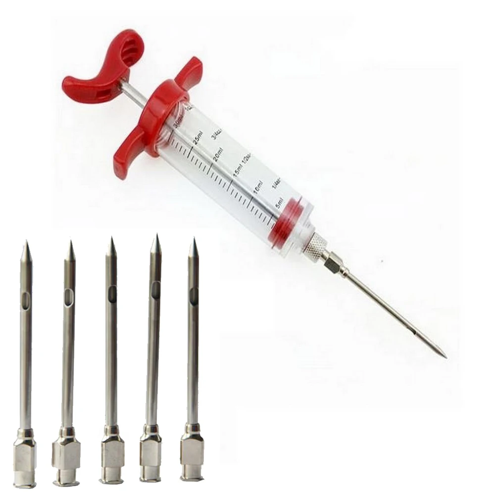 

Meat Syringe Marinade Injector Stainless Steel Needles Turkey Chicken Syringe Sauce Injection Kitchen Tools 10/20/50pcs .