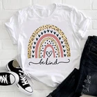 Женская футболка ZOGANKIN с принтом радуги, с надписью Be Kind, весенняя модная женская одежда, футболка с принтом, женская футболка, топ, женская футболка с графическим принтом