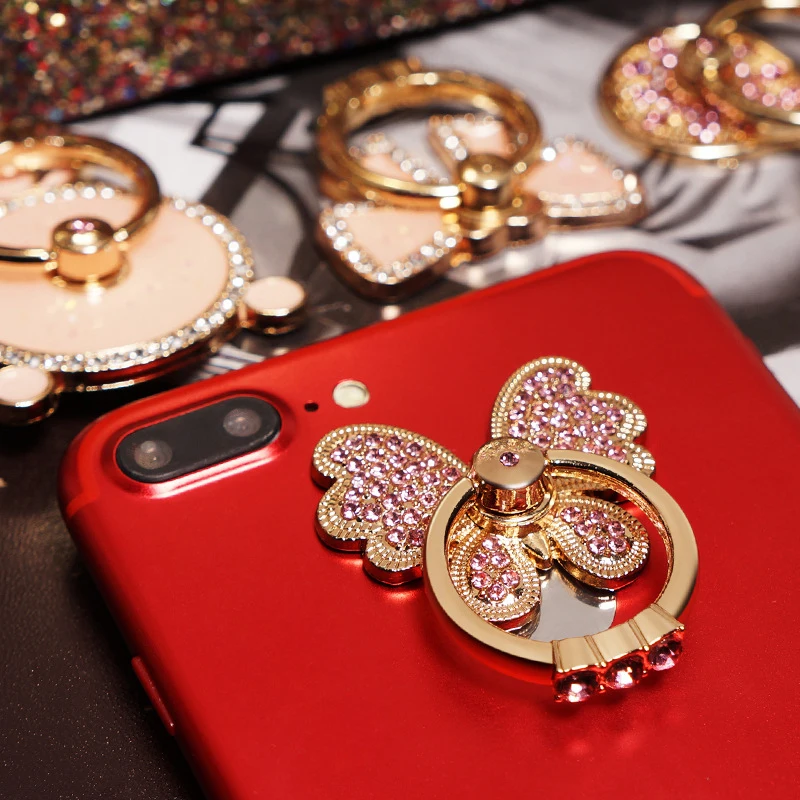 Кольцо-держатель для iPhone универсальный мультяшный кошачий телефон со стразами |