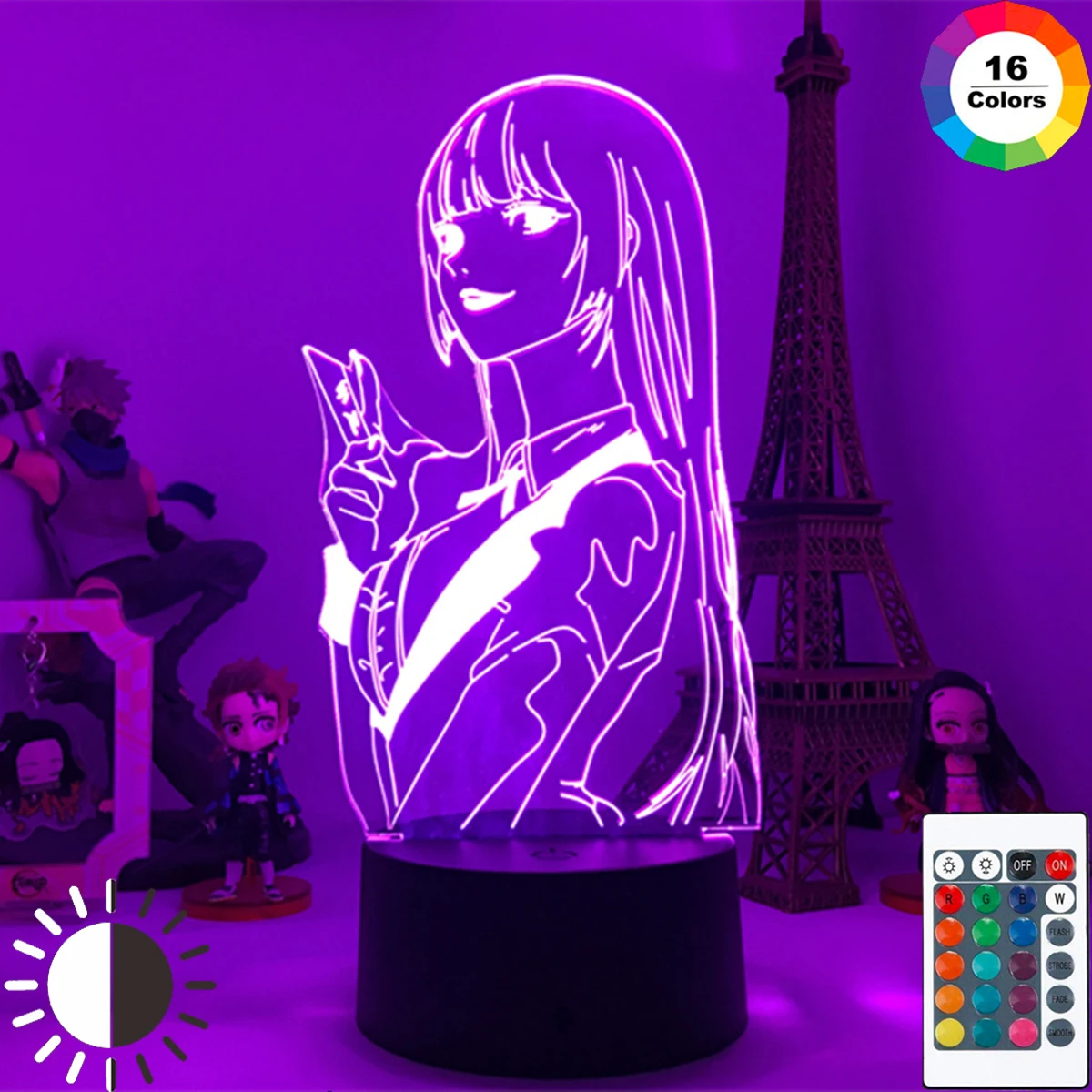 

Led Night Light Cute Japanese Waifu Anime Lamp Yumeko Jabami From Kakegurui Compulsive Gambler Gift for Bedroom Decor 3D light