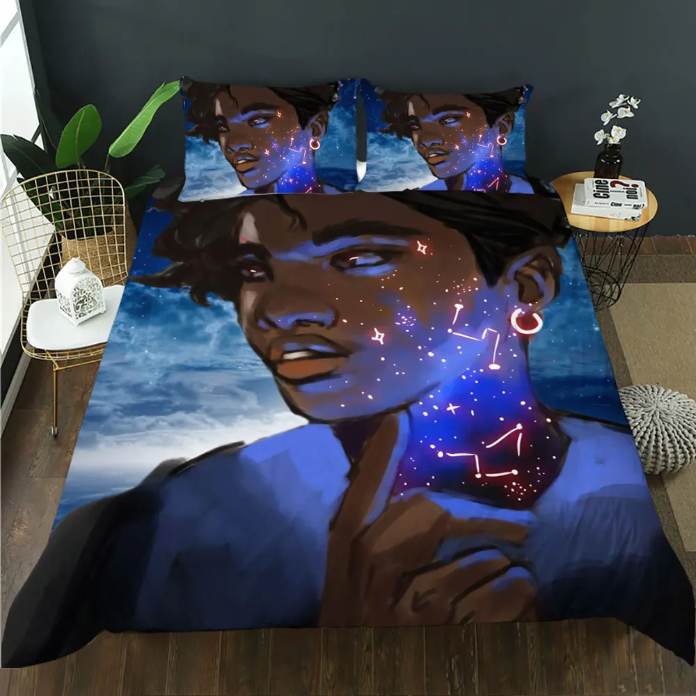 

BailiPromise black boys starry sky cartoon luxury beding set Queen King full Size Bedroom Sets for home bed children's sets