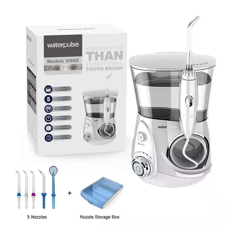 

Thread Water Teeth Electric Oral Irrigator Irrig Dental Water Flosser Pick Tooth Cleaner 12 Speeds 5 Jets Nozzles 700mL Tank