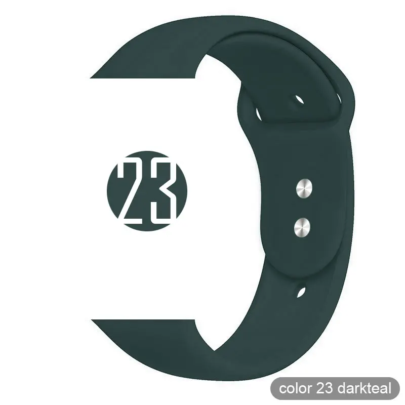 Мягкий силиконовый спортивный ремешок для Apple Watch 5 4 3 2 1 38 мм 42 мм, резиновый ремешок для часов Iwatch series 5 4 40 мм 44 мм - Цвет ремешка: 23 Dark Teal