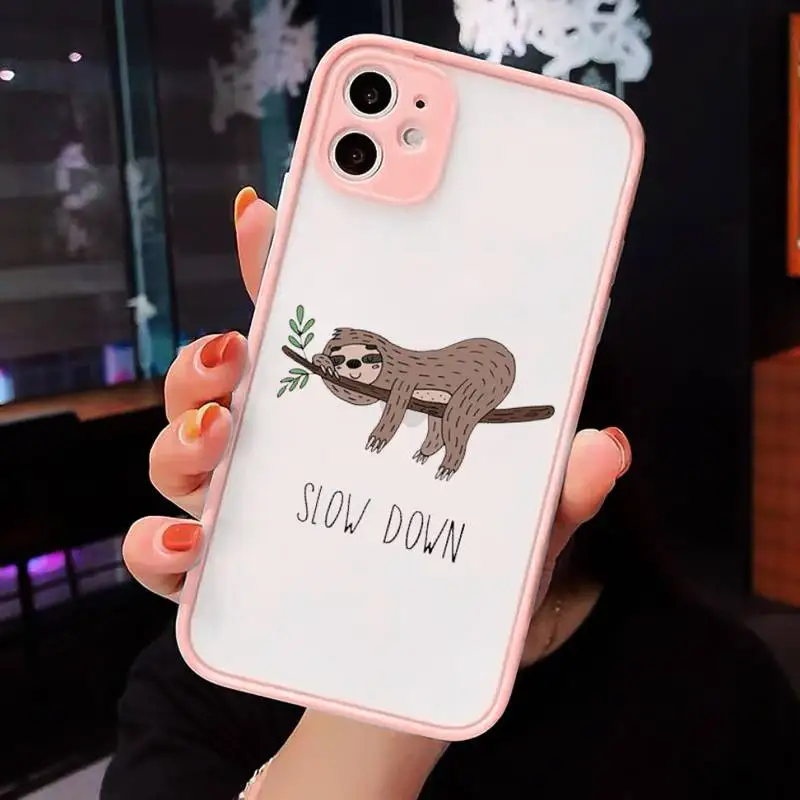 

Lovely cartooon yoga sloth animal Phone Cases matte transparent For iphone 7 8 11 12 plus mini x xs xr pro max cover