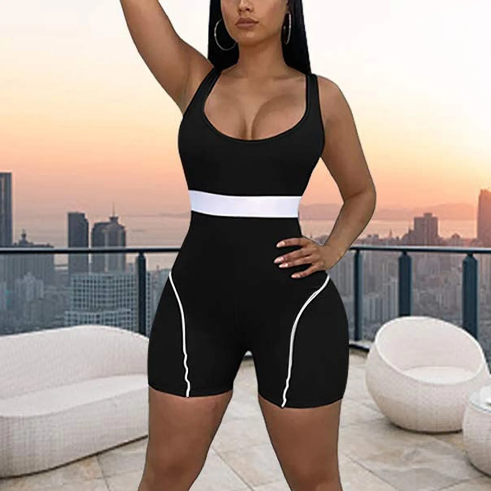 

Sexy Bodycon Playsuit 2021 New Body Summer Clothes One Piece Club Outfits Sports Fitness Rompers Womens Sheath Jumpsuit Shorts