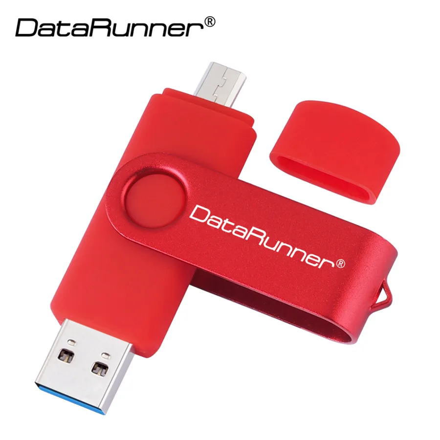 Красный DataRunner USB 3,0 USB флеш-накопитель 128 Гб OTG флеш-накопитель для Android Mobile 16 ГБ 32 ГБ 64 ГБ 256 ГБ Микро-флеш-накопитель USB карта памяти - Цвет: Красный