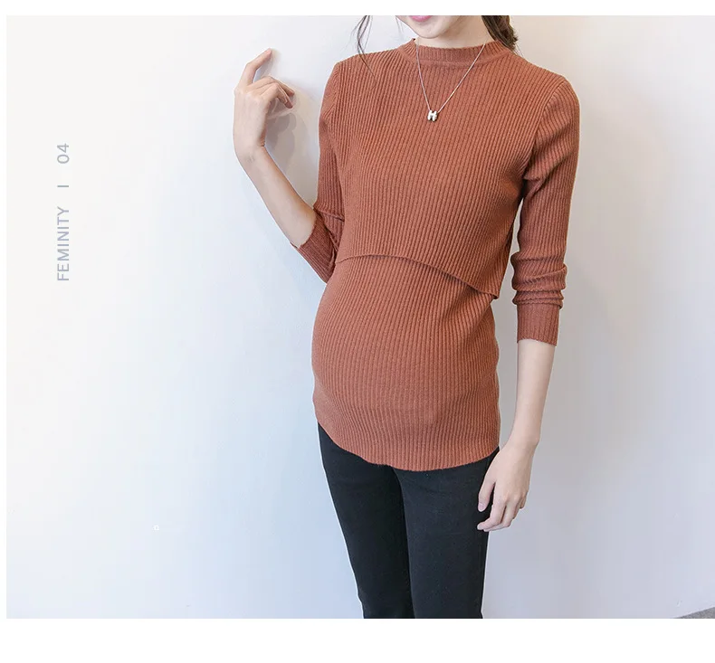 Осенне-зимняя новая одежда для беременных тянущийся свитер с воротником-стойкой