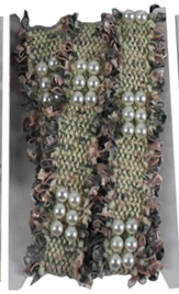 violet 1 yard 3cm Tweed Webbing Pearl Beaded Trim Fabric Ribbon Sewing Handmade DIY Costume Dress Supplies Craft - Цвет: violet
