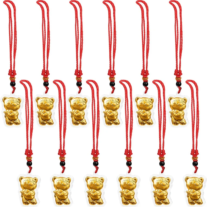 

12 Red String Tiger Pendants 2022 Tiger New Year Golden Tiger Statue Decoration