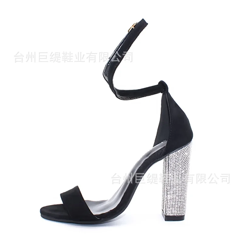 

Female Sandal High Heels Comfort Shoes for Women Large Size Girls High-heeled Beige Fashion Big Rhinestone Rome Zip PU Solid Rub