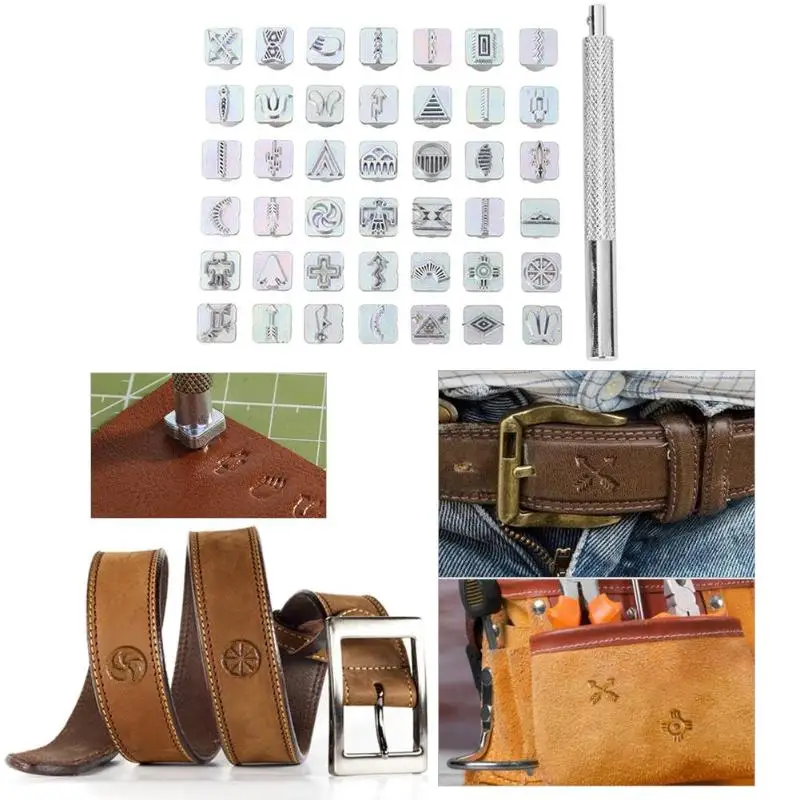 Leathercraft Tool Carbon Steel Symbol Stamp Set 49 Stamps for Leather Marking Carving Craft Metal Printing |
