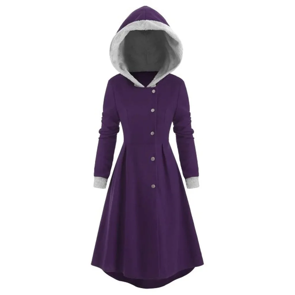 Женское винтажное пальто плащ большие размеры кнопки отделка длинное с