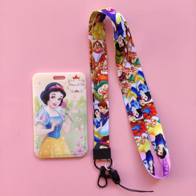 disney snow white princess kids bank card holder business badge card case frame abs employee case student lanyard id card holder free global shipping