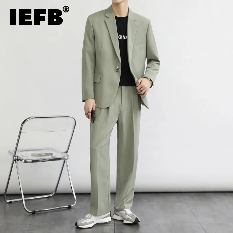 

IEFB Men's Wear Design Aircraft Shape Single Buttons Trend Ins Handsome Casual Blazer Two Pieces Set Suit 2021 New Cloth 9Y9609