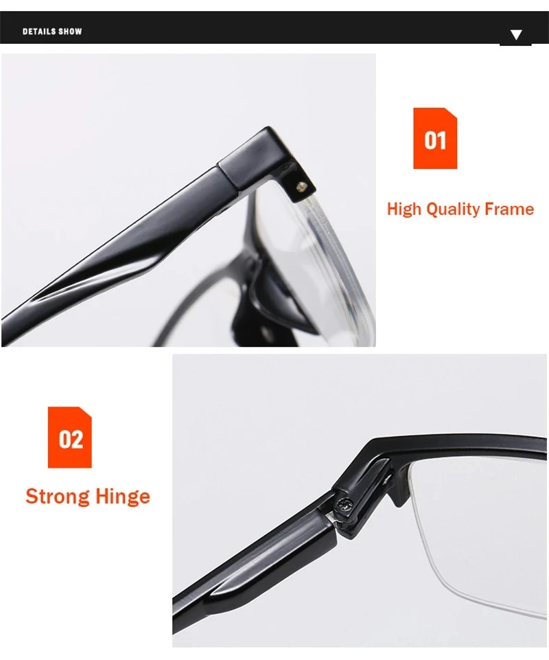 

NONOR Half Frame Reading Glasses Ultra Light TR90 Black Reading Glasses Men Presbyopia Eyewear Women Square Prescription Glasses