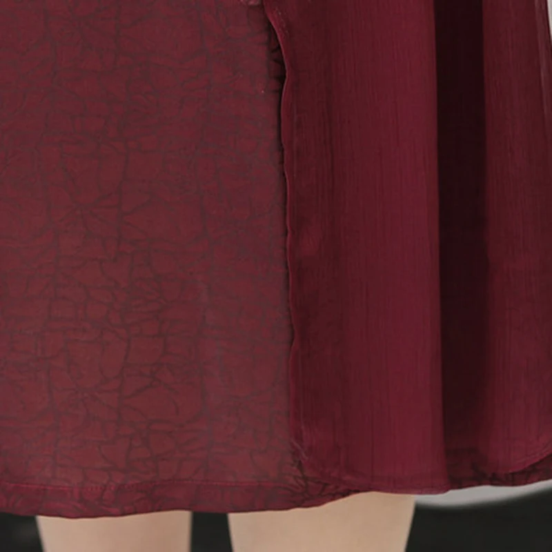 

Middle-aged Female Summer Dress Round Neck Short-sleeved Loose Dress Noble Elegant Female Vestidos 2020 New L235