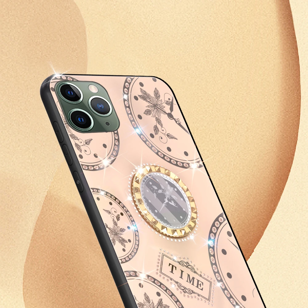 Чехол для iPhone 11 Pro Max чехол с бриллиантовыми часами кожаный подставка ремешком Xs X