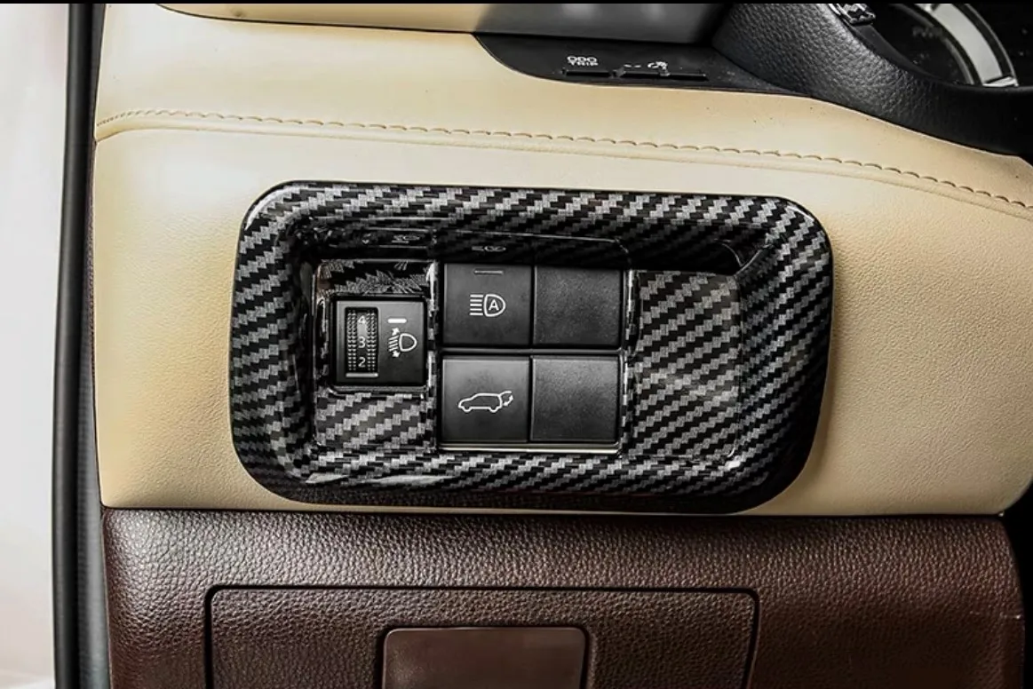 

Внутренняя Передняя панель из углеродного волокна для переключателя фар, защитная рамка для 2020 2021 2022 Toyota Highlander, декоративные аксессуары