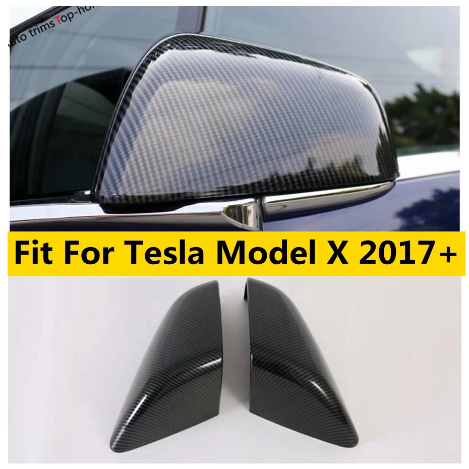 

Yimaautotrims Outer Side Door Rearview Mirror Decoration Cap Cover Trim Fit For Tesla Model X 2017 - 2020 ABS Carbon Fiber Look