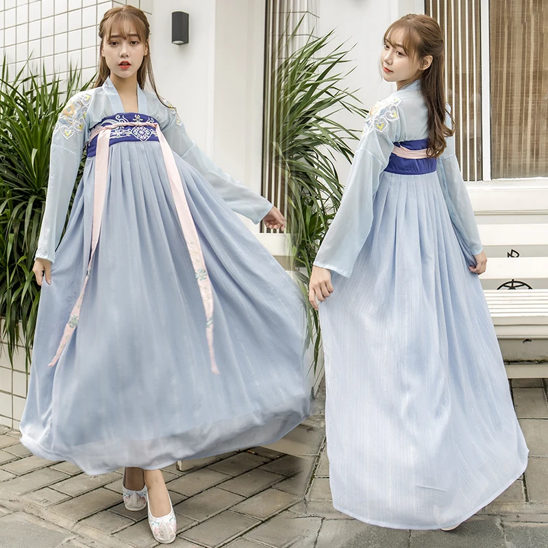

Female Hanfu Dresses Chinese Traditional And Ancient Embroidered Costumes Tang Dynasty Women Fairy Elegant Long Skirt DQL2604