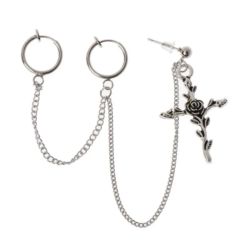 Двойная кисточка цепь Угловое перо подвеска клипса на Капли серьги Модные