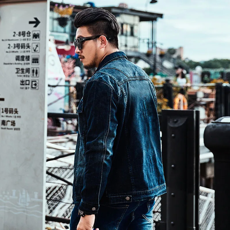 Denim Jacket 97% Cotton Jackek For Men's Thick Casual super large coat Mens Fat Guys Large plus size 2XL -5XL6XL7XL8XL | Мужская