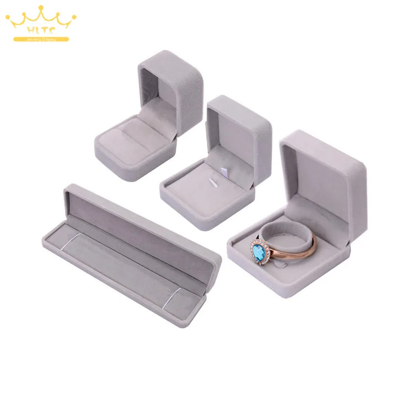 Серые бархатные Подвески ожерелье серьги браслет ювелирные изделия Упаковка