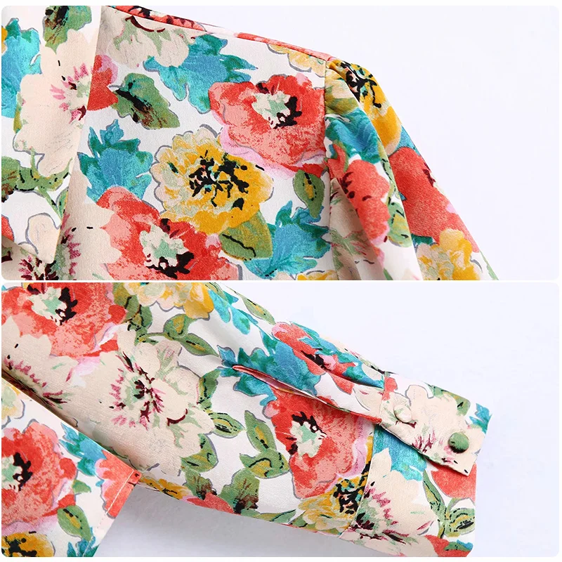 

ClothCover Blouse For 2021 Spring Summer Fashion Floral Print Women Shirt Casual Chic Street Lapel Top Long Sleeve Female Blouse
