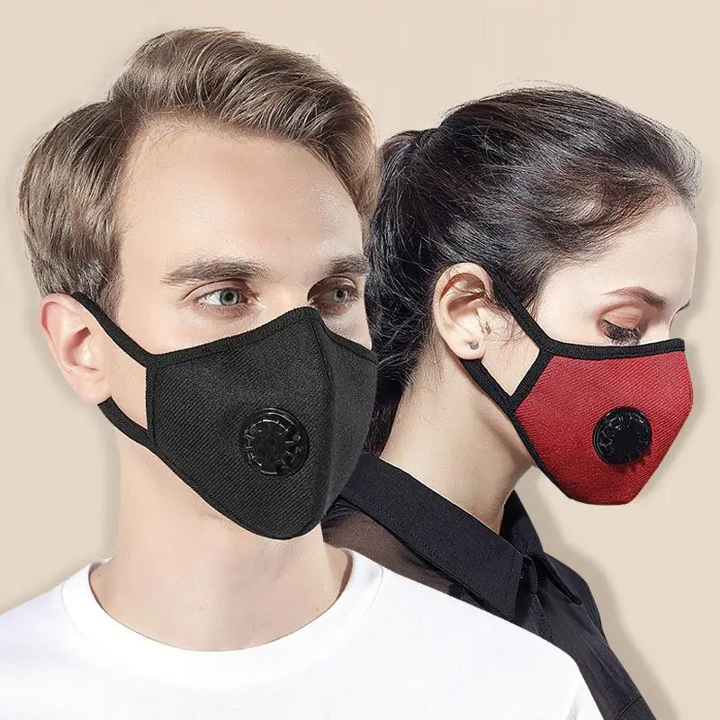 Маска хлопковая многоразовая для лица PM2.5 Пылезащитная с 3 фильтрами 1 шт. | Спорт и