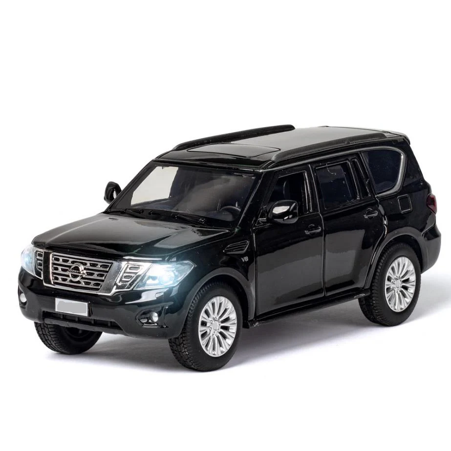 

Hot 1:32 Scale Nissans Patrol Y62 Suv Metal Model With Light Sound Diecast Off-Road Vehicle Pull Back Toy Collection For GIfts