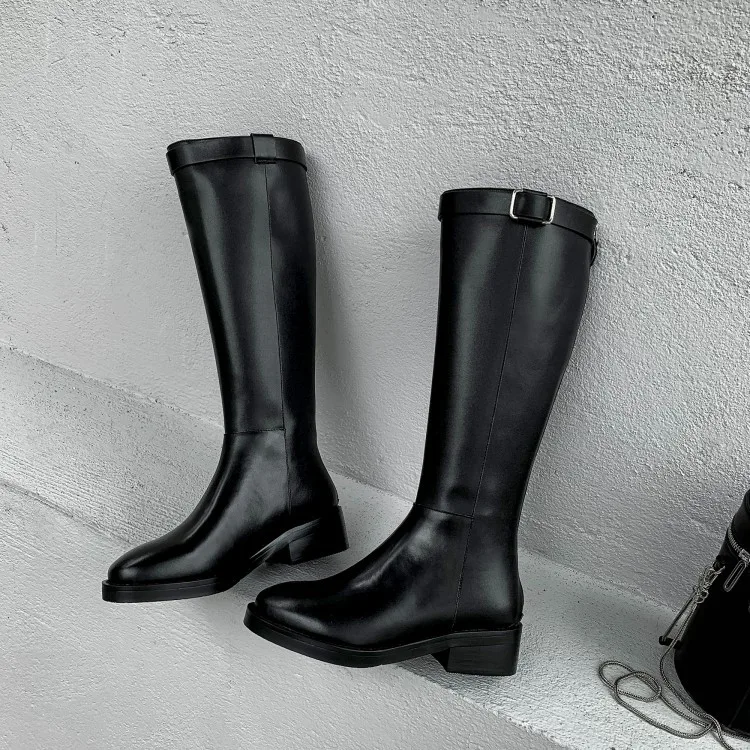 

Women's boots are below the knee, autumn and winter 2019 new Knights' boots, high boots, riding boots, plush Medium leather