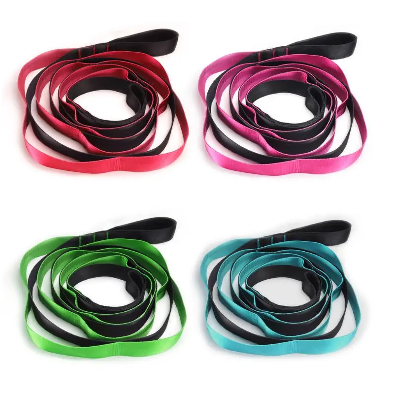 

Fitness Elastic Yoga Strap 12 Loops Adjustable Exercise Band Stretching Belt