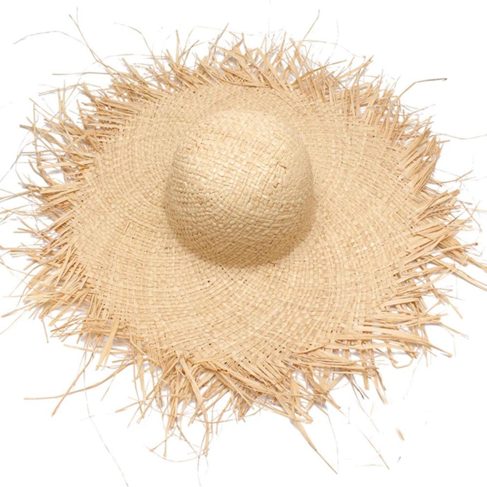 Large Wide Brim Straw Floppy Hat Womens Beach Crochet Raffia Handmade Lady Sun Cap uv protection | Аксессуары для одежды