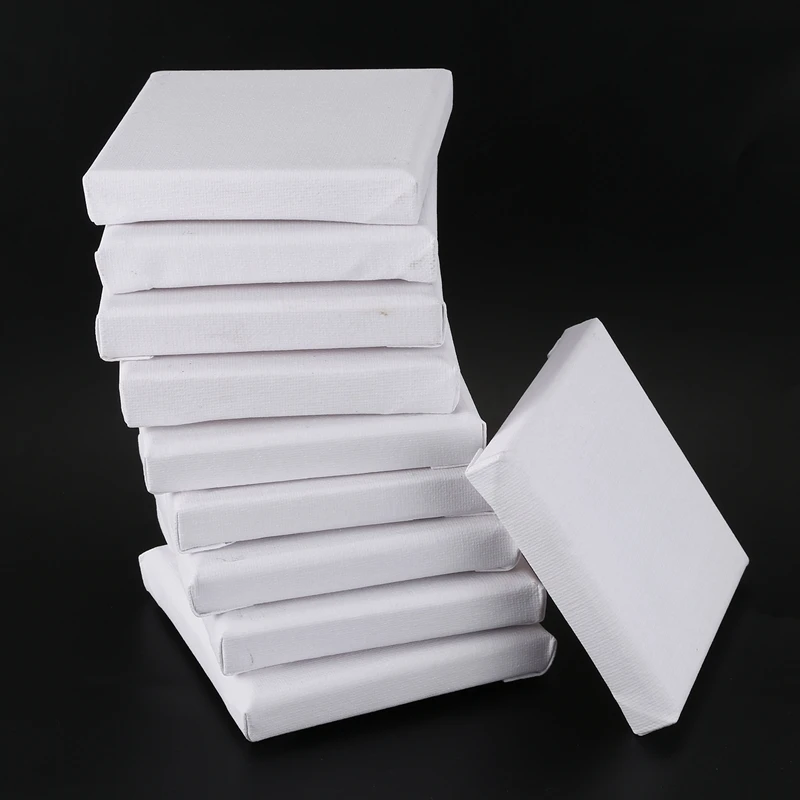 10Pcs/Set White Blank Art Boards Mini Stretched Artist Canvas Board Acrylic Oil Paint Wood+Cotton for Artwork Painting | Дом и сад