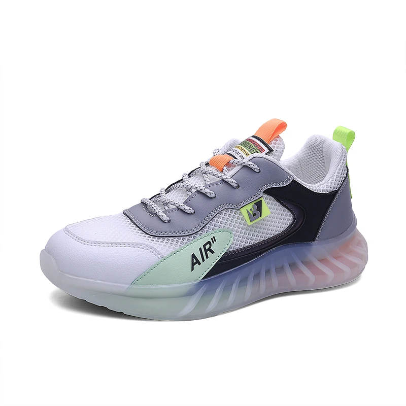 Trendy Mesh Men Sneakers Breathable Running Shoes For Men Colored Soles Sport Shoes Outdoor Walking  Jogging Athletic Shoes