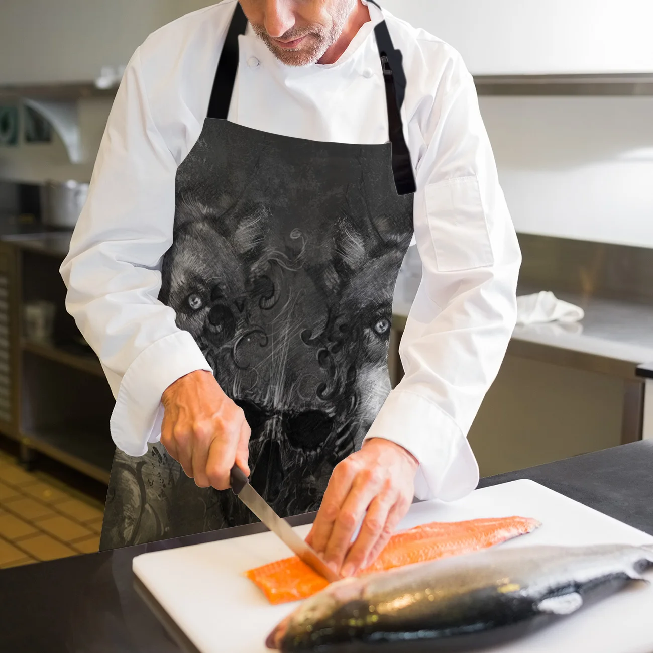 Кухонный Фартук с волчьим черепом регулируемый нагрудник для барбекю в виде