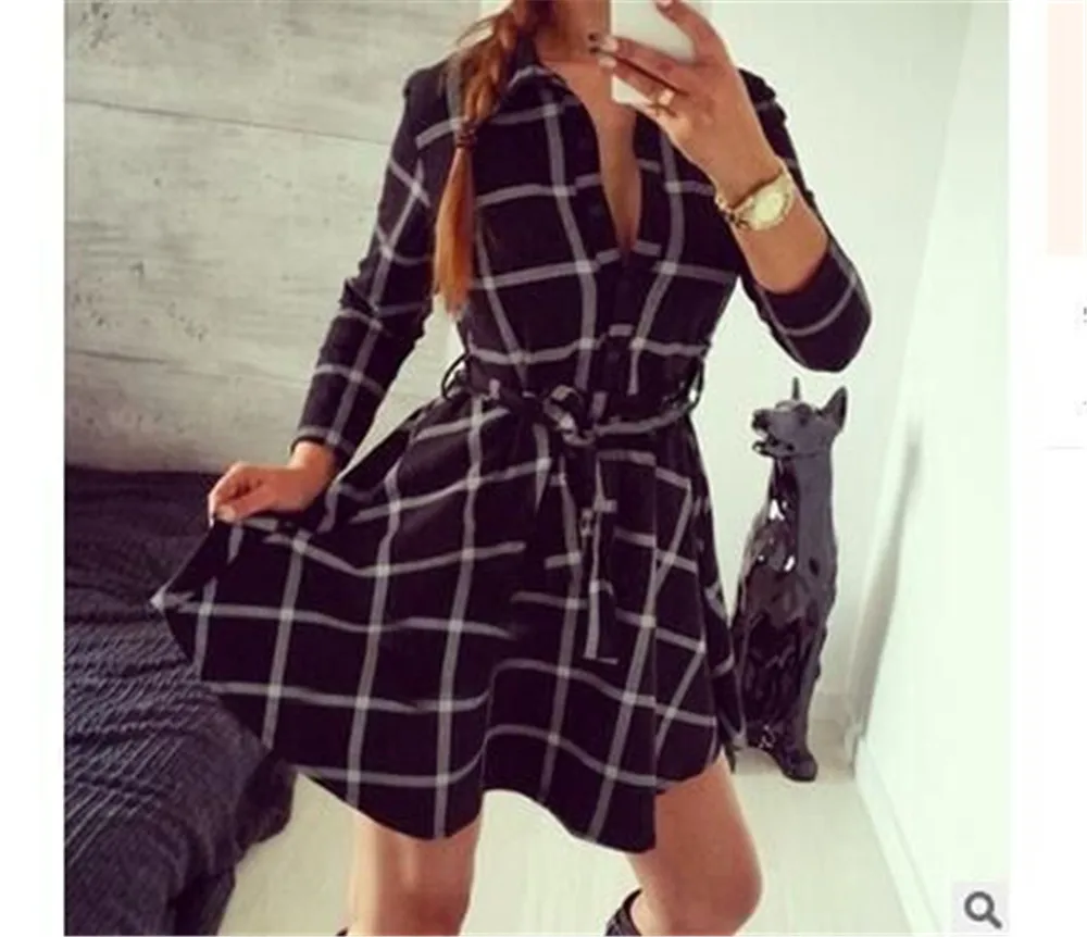 Винтажное платье в клетку для женщин черно-белое/красное вечеринок Повседневная